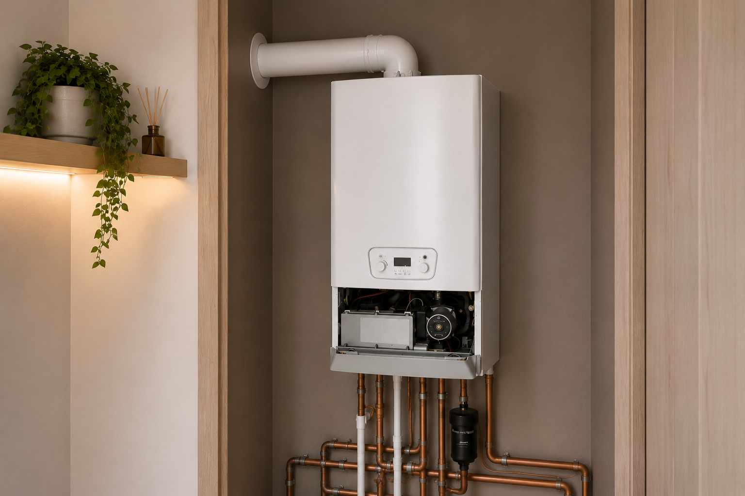 Gas Safe engineer installing a boiler in Swansea
