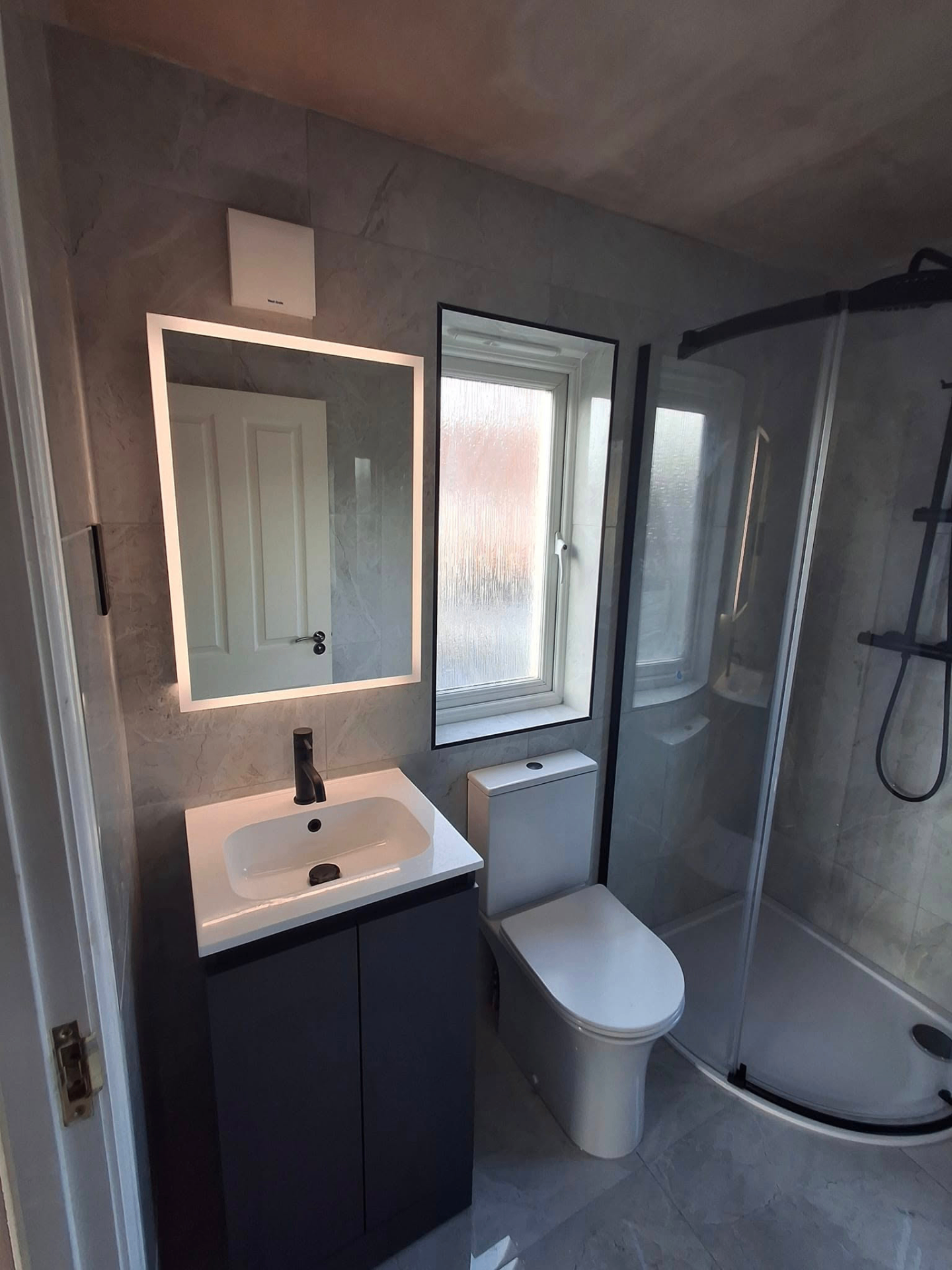 Matte Black Quadrant Shower Bathroom