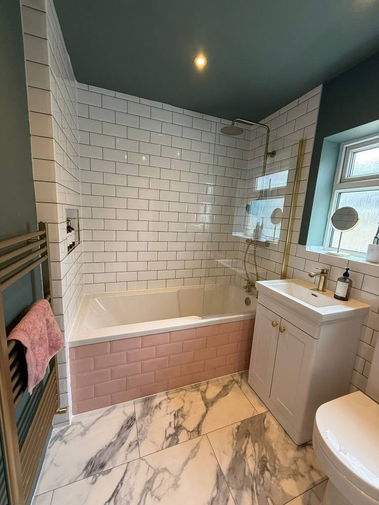 Teal & Pink Metro Tile Bathroom